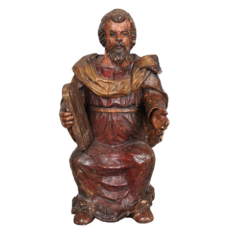 ÅKE HOLM. Skulptur, Moses med stentavla, stengods, signerad