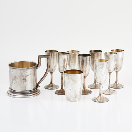 MICHAEL SIEGER. Beer and shot glasses, 20 pieces, painted and