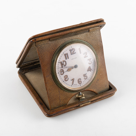 MINISWISS ALARM, MINI TRAVEL WATCH, BRASS, BLACK PLASTIC, ON/OFF