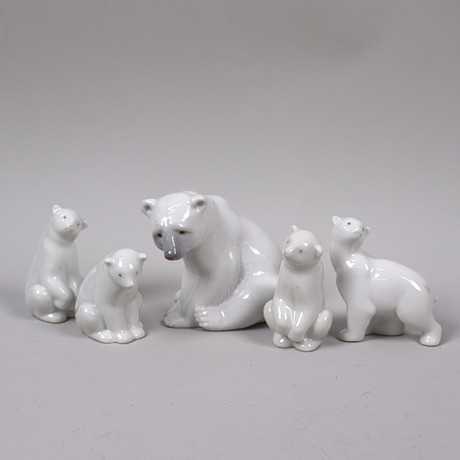 KNUD KYHN. Seven polar bear cubs, Royal Copenhagen, Denmark