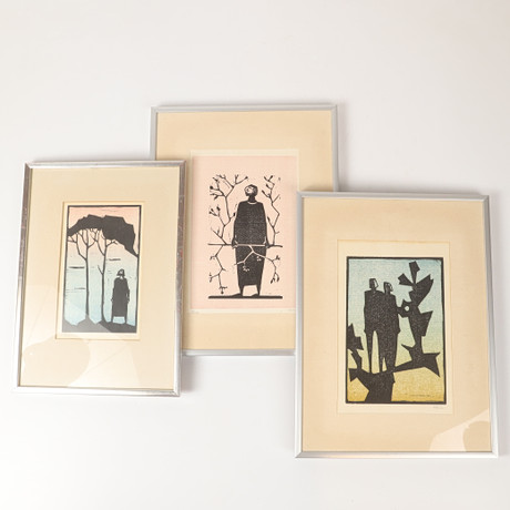 ÅKE HOLM. Biblical motifs, 12 pieces, linoleum cut, signed Å Holm