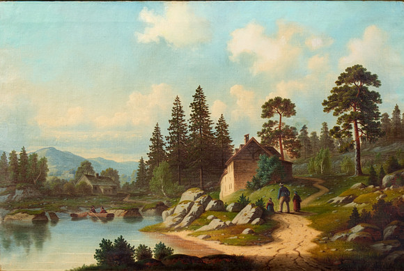 JOAQUÍN TORRENTS LLADÓ. Lake landscape. Art - Paintings - Auctionet