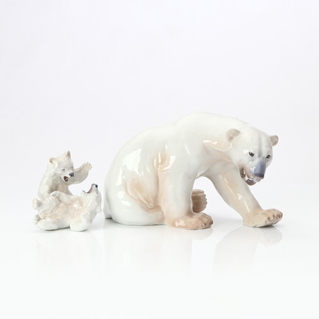 KNUD KYHN. Seven polar bear cubs, Royal Copenhagen, Denmark