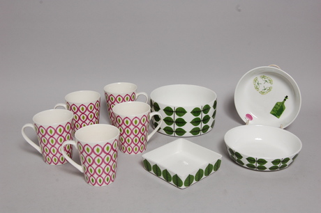 STIG LINDBERG, porslin, 9 delar.