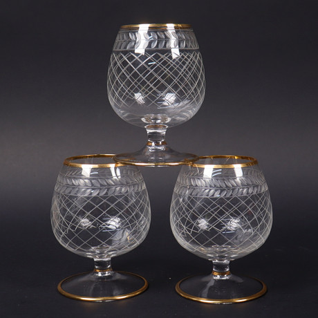 INGEGERD RÅMAN. A set of 6 cognac glasses, Skruf Sweden, I Råman