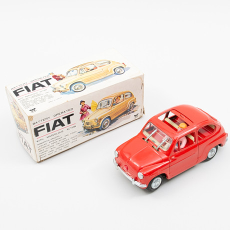 BANDAI FIAT 600 med ask. Japan, Tomiyama, 1950-60-tal.