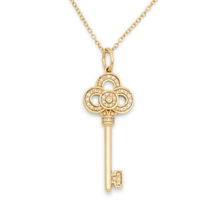 Tiffany & Co Mini 'Crown Key' halsband med hänge i 18 k guld med briljantslipade diamanter