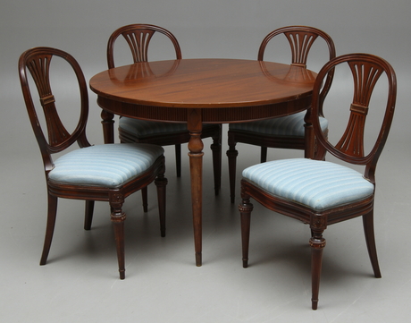 MATSALSGRUPP, 5 delar, gustaviansk stil, 1900-tal.
