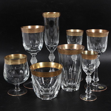 WINE GLASS, 7 pieces, crystal, Bohemia, Czech Republic. Glass - Tableware -  Auctionet