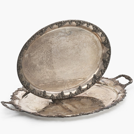 SCANDIA GOLD. Three gold plated metal trays, end of 20th century