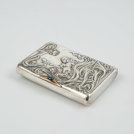 japanese komai cigarette case JAPANESE KOMAI GILT AND SILVER IRON DAMASCENE CIGARETTE CASE, Taisho  period