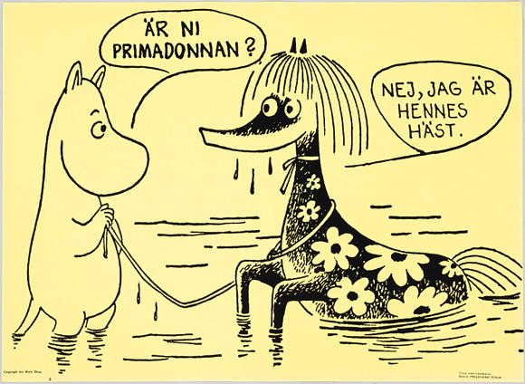TOVE JANSSON. Efter. Mumin, "Är ni primadonnan? Nej, jag är hennes häst", Bull's Presstjänst, nr 3, Art Work S på auktion hos Auktionshuset Kolonn