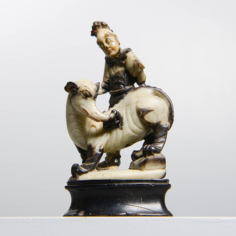 FIGURIN, man med elefant, sten, Kina.