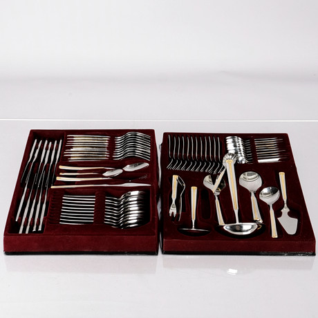 CUTLERY SET, 72 pieces, stainless steel with gilt decoration