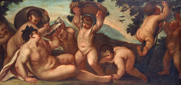 ITALIENSK SKOLA. Bacchusscen, olja på duk, 16/1700-tal. på auktion hos Uppsala Auktionskammare