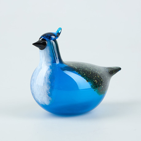 OIVA TOIKKA. Handmade bird figurine of stained glass, “Sininärhi