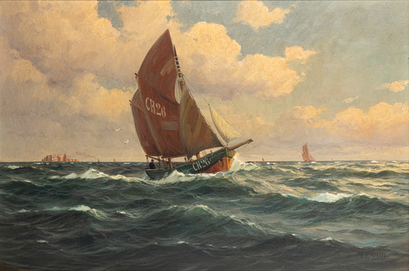 ANGEL DE LA CRUZ. OIL CANVAS. FISHERMEN ON THE BEACH. Art