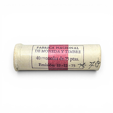 Myntrulle med 25 pesetas, kung Juan Carlos I. År 1975-1978.