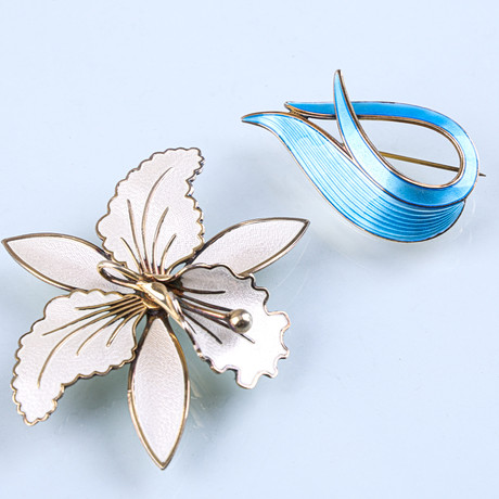 DAVID ANDERSEN. Necklace and bracelet, sterling silver and blue