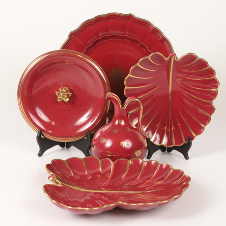 A set of 8 flintware sets, “Blå Blom”, Upsala-Ekeby, Gefle