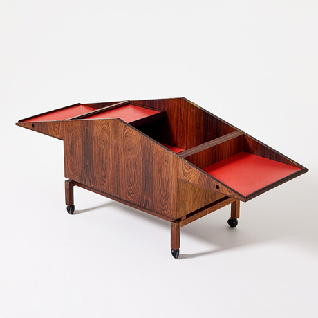POUL CADOVIUS. Roller/Servierwagen aus gebeiztem Holz und Palisanderfurnier, Poul Cadovius, CADO, Dänemark, 1950-1970er. Möbel - Sonstiges