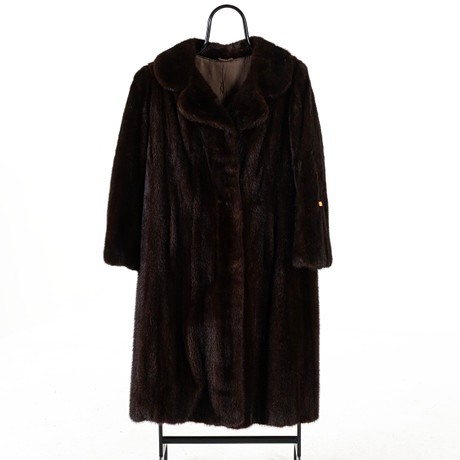 SAGAMINK SUPERB QUALITY RANCHED MINK LONG BROWN MINK COAT SIZE 42