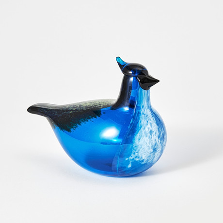 OIVA TOIKKA. Handmade bird figurine of stained glass, “Sininärhi
