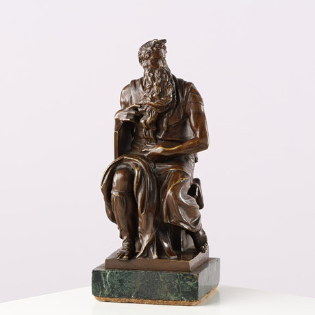 ÅKE HOLM. Skulptur, Moses med stentavla, stengods, signerad