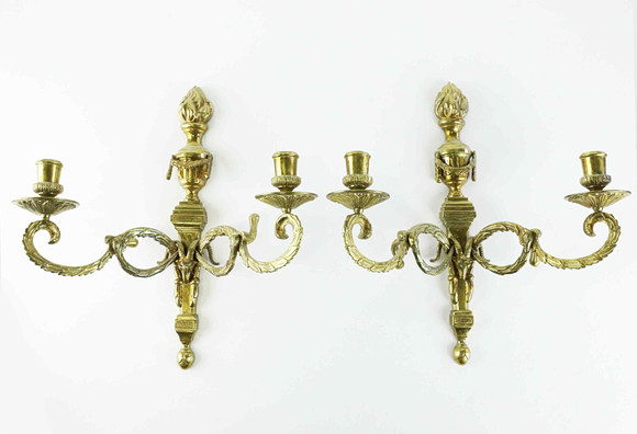 APLIQUER, mässing, ett par, gustaviansk stil, 1900-tal.