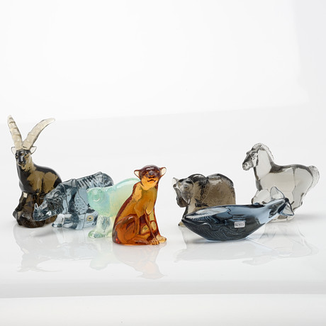 PAUL HOFF. Figurines, 11 pcs, Birds Kosta Boda for WWF. Glass