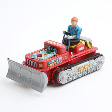 MAGIC ACTION BULLDOZER, a metal toy from Japan, 1960's. Toys