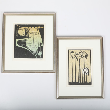 ÅKE HOLM (1900-1980). Wall reliefs, 2 pcs, Biblical motifs
