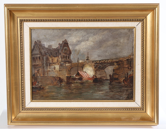 GUY NOCHET. City motif, 2 pcs, oil on canvas, signed. Art