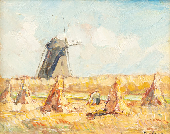 GEORGES SPIRO (1909-1994). SURREAL LANDSCAPE WITH WINDMILL. Art