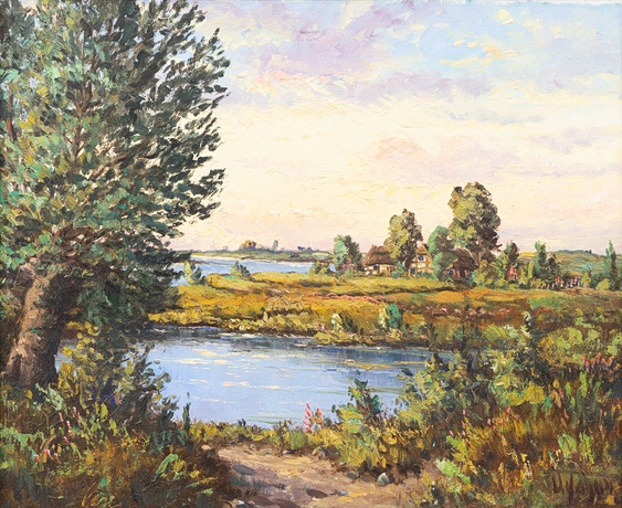 JOAQUÍN TORRENTS LLADÓ. Lake landscape. Art - Paintings - Auctionet