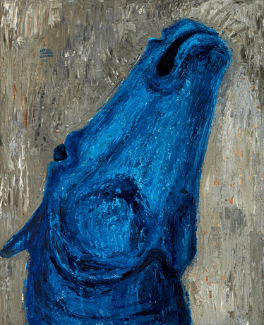 ÅKE HOLM. Horse head and human face, lithography, signed Å Holm
