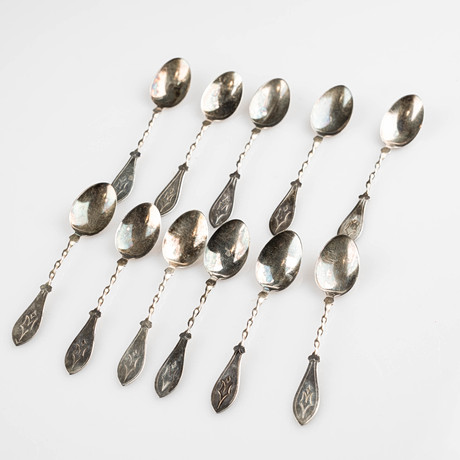 TEASPOONS, silver, 7 pcs., Brødrene Mylius, Norway, second half of