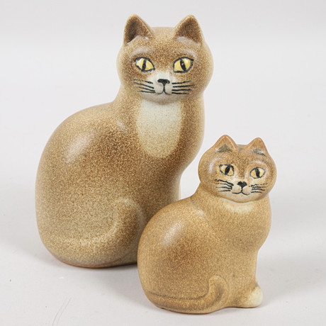 LISA LARSON. Figuriner, 2 st, keramik, Mini och Midi från serien "Måns", Keramikstudion, Gustavsberg, 1990-talet, signerade.