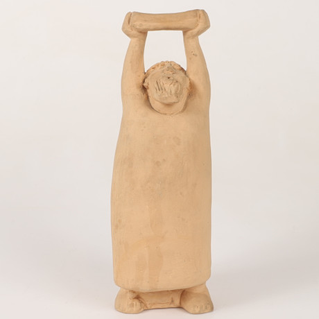 ÅKE HOLM. Skulptur, Moses med stentavla, stengods, signerad