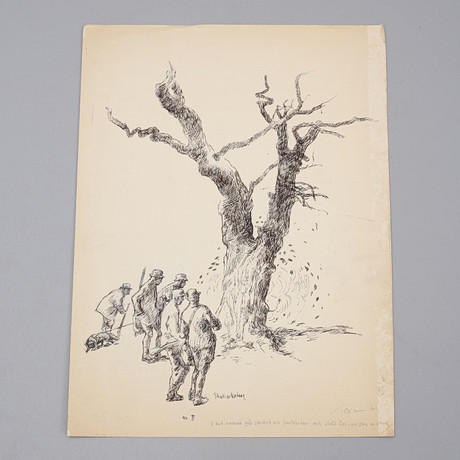 STIG (SLAS) CLAESSON. Södermalm, ink drawing, signed. Art