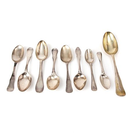 SKEDAR, 9 st, silver, 17/1800-tal. på auktion hos Stockholms Auktionsverk Göteborg