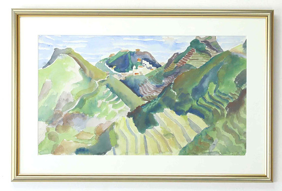JOHN STEN (1879-1922). Akvarell, Sydländskt landskap, signerad., såld på svensk auktion för 15 000 kr