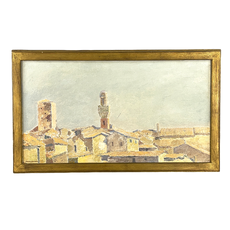 SVEN JOANN. "Stadsbild, Siena", olja på pannå, signerad, daterad 1953 a tergo. på auktion hos Roslagens Auktionsverk