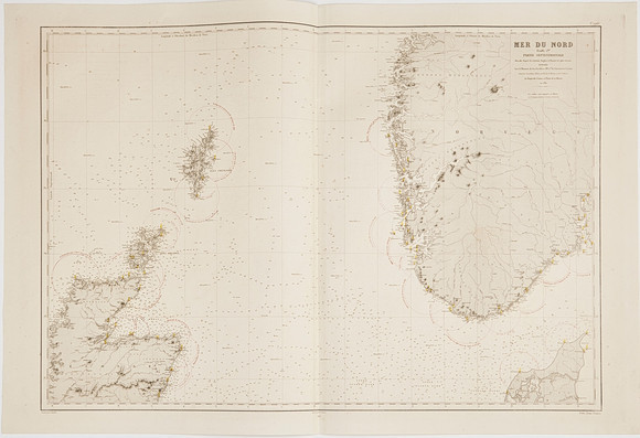 SJÖKORT 1862, NORDSJÖN MED NORGE OCH SKOTTLAND, DEPOT DE LA MARINE. på auktion hos Stockholms Auktionsverk Magasin 5