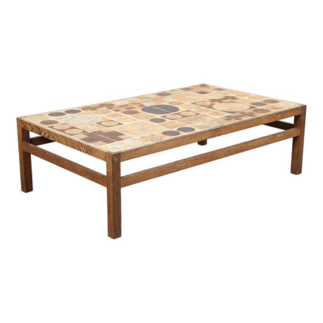 TUE POULSEN. Coffee table with ceramic tiles, wenge wood, signed