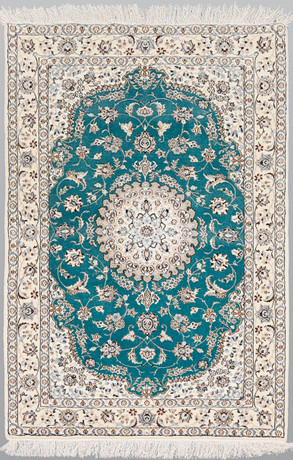 ORIENTMATTA, Nain, part silk, s.k 6 LAA ca 800.000 knutar/kvm, ca 164 x 110 cm. på auktion hos Skandia Auktion
