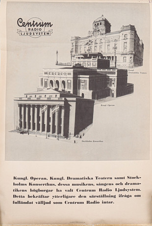 AFFISCH, Reklam för Centrum Radio från 1938. på auktion hos Södermanlands Auktionsverk