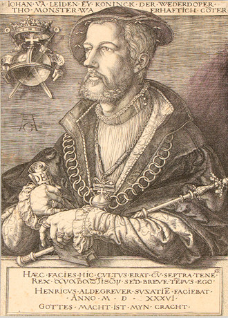 HEINRICH ALDEGREVER (1502-1555). Porträtt av Jan van Leyden. på auktion hos Uppsala Auktionskammare