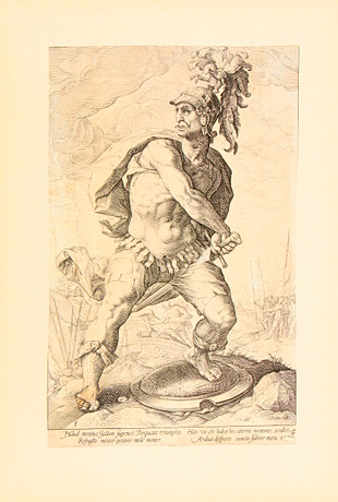 HENDRICK GOLTZIUS (1558-1617). "Titus Manlius Torquatus", ur sviten "The Roman Heroes". på auktion hos Uppsala Auktionskammare