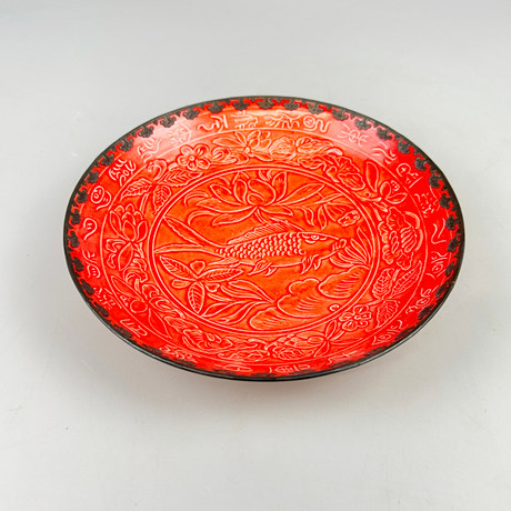CLIVE BOWEN (B 1943) - LARGE STUDIO POTTERY SLIPWARE BOWL